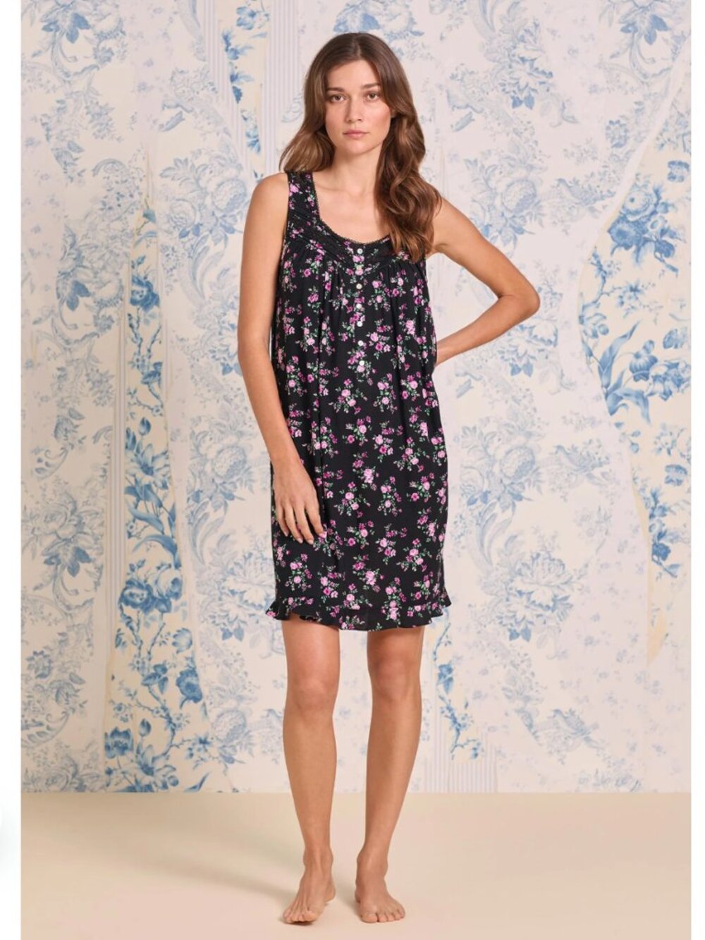 NWT Eileen West Moonlit Posy Modal Chemise Floral Nightgown Winter Bouquet XL - Picture 2 of 16